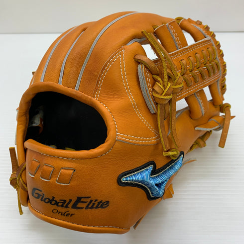 ミズノ MIZUNO グローバルエリート 軟式 大人 一般 内野手用 グローブ グラブ 右投げ オーダー 耕作印 中古品 野球 7473