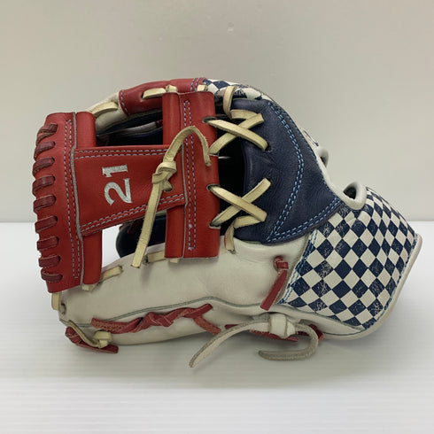アディダス adidas GLJ62 トリコロールカラー 軟式 大人 一般 内野手用 グローブ グラブ 左投げ 中古品 グローブ袋付き 野球 9279