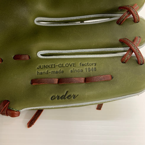 ジュンケイグラブ JUNKEI-GLOVE オリーブカラー 軟式 大人 一般 投手用 グローブ ピッチャー グラブ 右投げ JG-188AR 中古品 グローブ袋付き 野球 6013