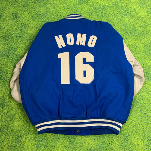 【希少品】野茂英雄 スタジャン MLB ドジャース STARTER オーセンティック Jacket Lサイズ 牛革 メンズ アウター ジャケット スターター スタジアム ジャンパー H-4462