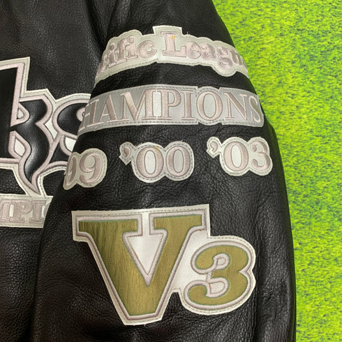 【希少】ダイエーホークス 2003年優勝記念 V3 牛革レザージャケット Lサイズ スタジアム ジャンパー アウター 革ジャン H-4470