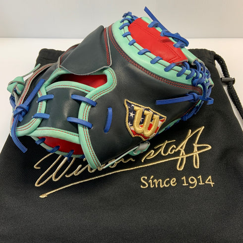 ウィルソン Wilson ベア 軟式 大人 一般 キャッチャーミット 捕手 グローブ グラブ 右投げ 中古品 グローブ袋付き 野球 8631