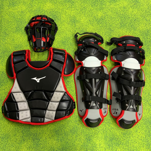 ミズノ MIZUNO 少年軟式 ソフトボール キャッチャー防具 3点セット マスク プロテクター レガース 収納袋付き Sサイズ 1DJPC01809 H-4585