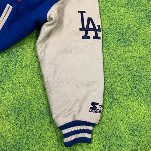 【希少品】野茂英雄 スタジャン MLB ドジャース STARTER オーセンティック Jacket Lサイズ 牛革 メンズ アウター ジャケット スターター スタジアム ジャンパー H-4462