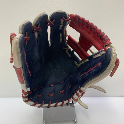 アディダス adidas GLJ62 トリコロールカラー 軟式 大人 一般 内野手用 グローブ グラブ 左投げ 中古品 グローブ袋付き 野球 9279