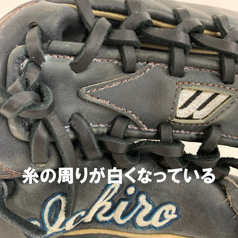 ミズノ MIZUNO イチローモデル ビッグM 耕作印 軟式 大人 一般 外野手用 グローブ グラブ 右投げ 中古品 野球 7715