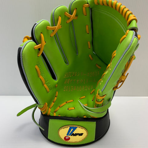 ハイゴールド HI-GOLD SMBC日本シリーズ2015 始球式用記念NPBグラブ グローブ 福岡ヤフオク!ドーム 投手用 グローブ ピッチャー グラブ 左投げ LOT-10 中古品 グローブ袋付き 野球 7391