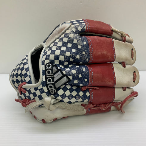 アディダス adidas GLJ62 トリコロールカラー 軟式 大人 一般 内野手用 グローブ グラブ 左投げ 中古品 グローブ袋付き 野球 9279