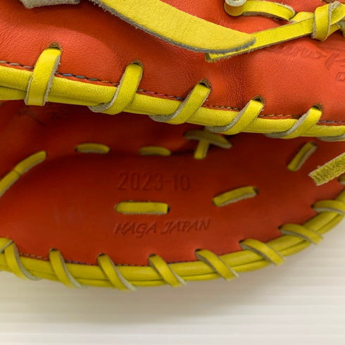 中古品 ミズノ MIZUNO ミズノプロ 硬式 捕手用オーダーグローブ ファーストミット HAGA製刺繍有り 5830